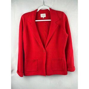 Jaclyn Smith Womens Red Blazer Jacket Size S Cotton Acrylic Blend